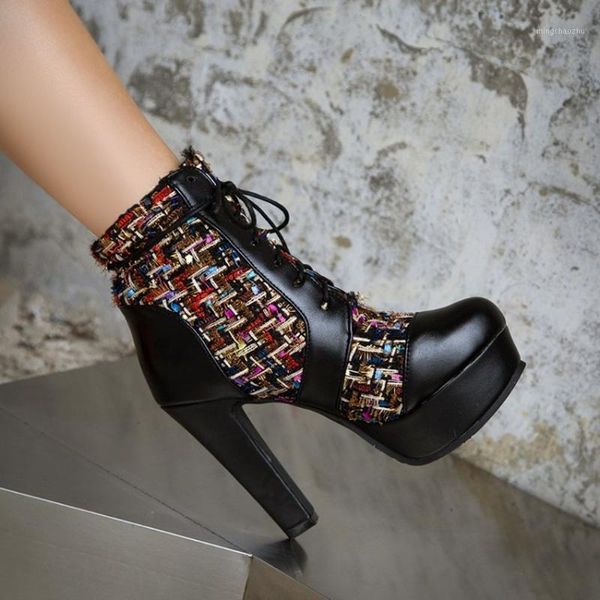 boots 2021 womens ankle platform match colors block super high 12cm heel lace up shoes warm winter plus size retro1, Black
boots 2021 womens ankle platform match colors block super high 12cm heel lace up shoes warm winter plus size retro1, Black