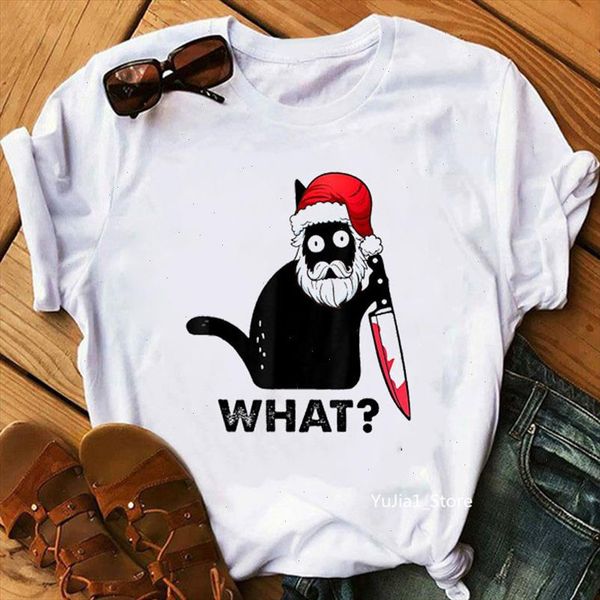 black cat what graphic print tshirts women murderous cat knife t shirt femme merry christmas gift female t shirt harajuku, White 
black cat what graphic print tshirts women murderous cat knife t shirt femme merry christmas gift female t shirt harajuku, White
