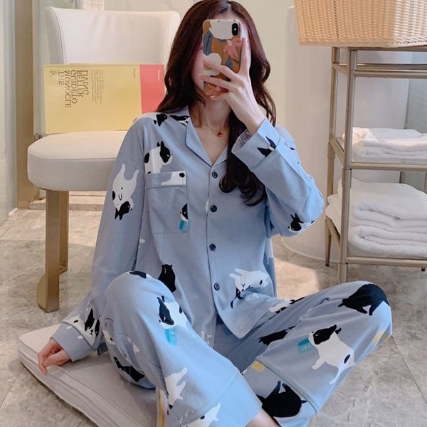 big girl 2pcs pijamas mujer leisure student pajama women pajamas sets autumn winter long sleeve print cute sleepwear 201027, Black;red 
big girl 2pcs pijamas mujer leisure student pajama women pajamas sets autumn winter long sleeve print cute sleepwear 201027, Black;red