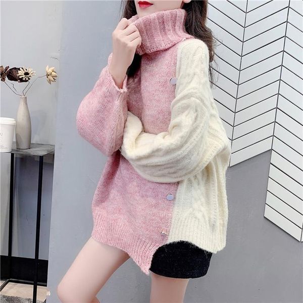 womens turtleneck warm sweaters batwing sleeve asymmetric casual pullover patchwork sweater knit mujer sueteres1, White;black
womens turtleneck warm sweaters batwing sleeve asymmetric casual pullover patchwork sweater knit mujer sueteres1, White;black
