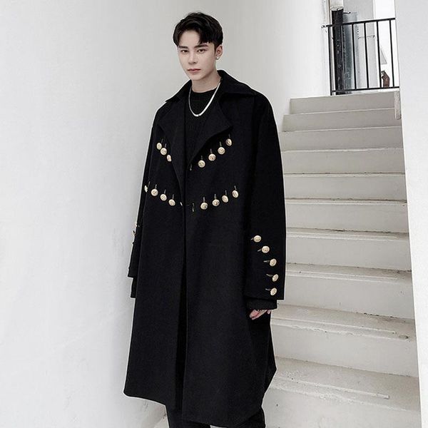 men's wool & blends male streetwear vintage loose windbreaker jacket cloak overcoat men copper buttons woolen casual long trench coat o, Black
men's wool & blends male streetwear vintage loose windbreaker jacket cloak overcoat men copper buttons woolen casual long trench coat o, Black