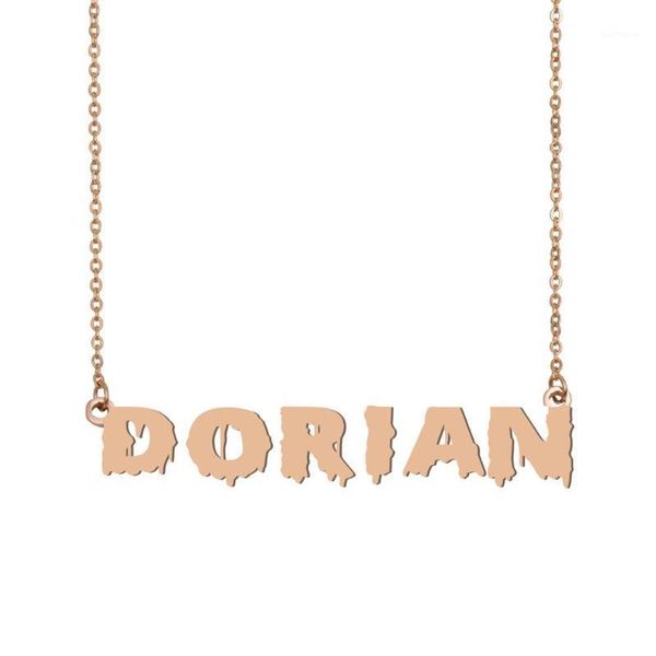 dorian name necklace , cool bloody art name necklace for halloween and santa's day jewelry gift for kids boys girls1, Silver