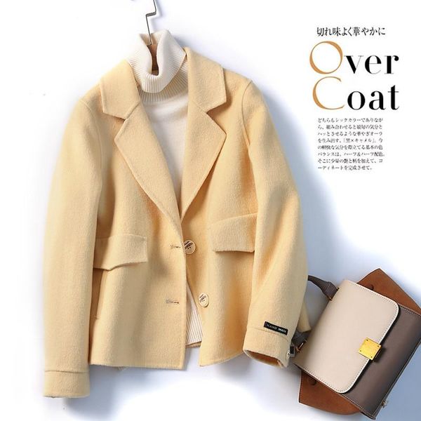 women's wool & blends handmade woolen coat women temperament pure color slim trend short double-sided style b090, Black
women's wool & blends handmade woolen coat women temperament pure color slim trend short double-sided style b090, Black