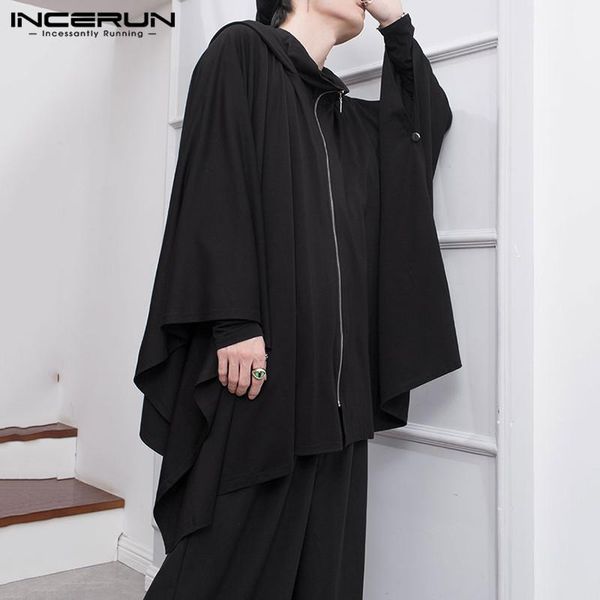 fashion irregular cape coats men casual hooded cloak coat loose black winter long sleeve zipper outerwear streetwear 5xl incerun1, Tan;black 
fashion irregular cape coats men casual hooded cloak coat loose black winter long sleeve zipper outerwear streetwear 5xl incerun1, Tan;black