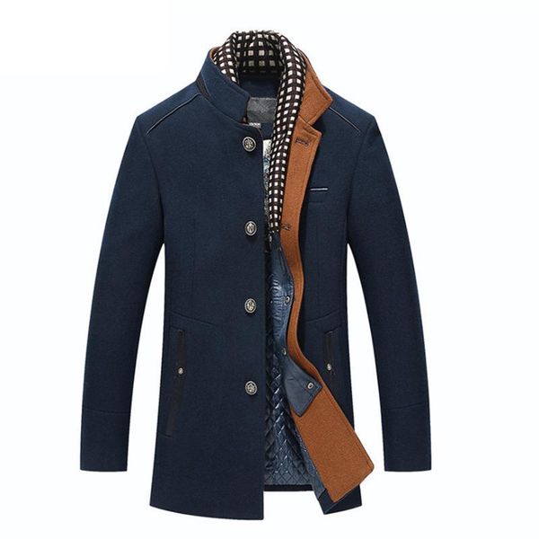 new winter men wool blends coat scarf collar thick trench coat single breasted men woolen overcoats casual jacket high quality, Black
new winter men wool blends coat scarf collar thick trench coat single breasted men woolen overcoats casual jacket high quality, Black