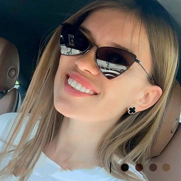 sunglasses 2021 vintage design triangle cat eye women men fashion metal punk small sun glasses for female uv400, White;black
sunglasses 2021 vintage design triangle cat eye women men fashion metal punk small sun glasses for female uv400, White;black