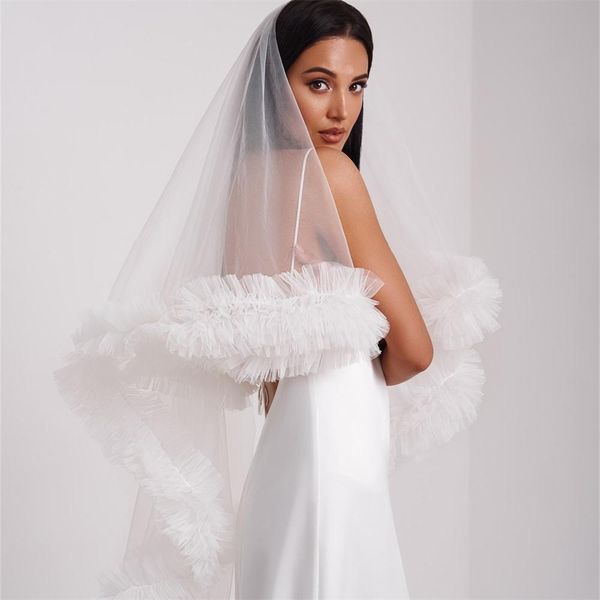 fingertip length short wedding veil two layers tulle ruffles vestido de noiva longo custom made elegant bridal veil with comb177p, Black
fingertip length short wedding veil two layers tulle ruffles vestido de noiva longo custom made elegant bridal veil with comb177p, Black