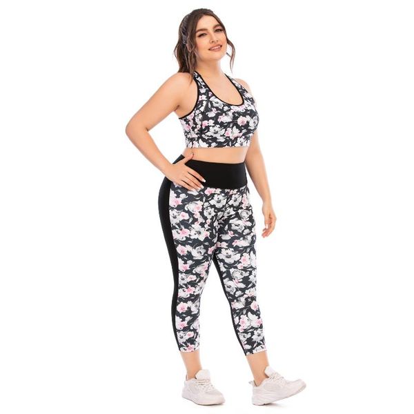 yoga outfits obese women plus size 2 piece set with flower printed sports bra and tight leggings fitness suits woman workout gym, White;red
yoga outfits obese women plus size 2 piece set with flower printed sports bra and tight leggings fitness suits woman workout gym, White;red