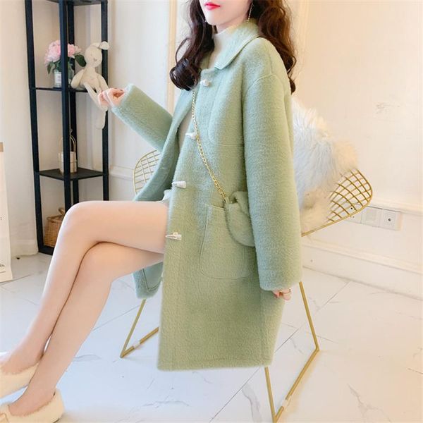 women's fur & faux 2021 autumn winter fashion clothing loose thick horn buckle mid-length one-piece mink velvet jacket trendy 241, Black
women's fur & faux 2021 autumn winter fashion clothing loose thick horn buckle mid-length one-piece mink velvet jacket trendy 241, Black