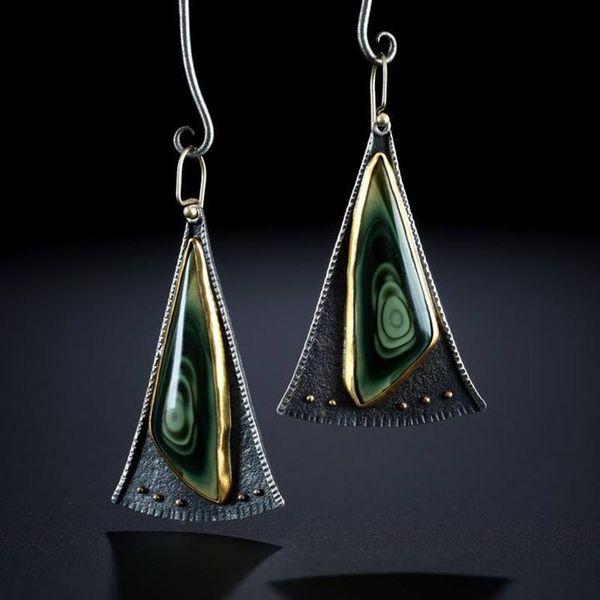 dangle & chandelier vintage triangle green stone earrings 2021 female tribal geometric drop pendientes mujer, Silver
dangle & chandelier vintage triangle green stone earrings 2021 female tribal geometric drop pendientes mujer, Silver