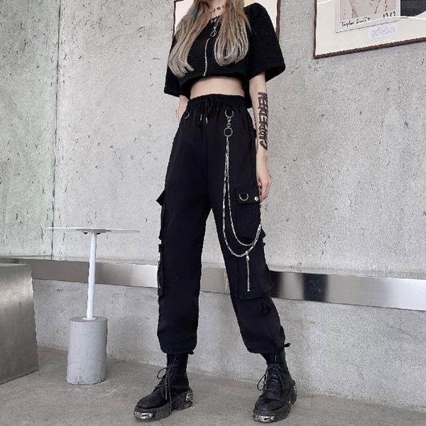 women's pants & capris fashion streetwear casual multi pockets cargo chain for women 2022 harajuku loose harem jogger sweatpants trouse, Black;white
women's pants & capris fashion streetwear casual multi pockets cargo chain for women 2022 harajuku loose harem jogger sweatpants trouse, Black;white