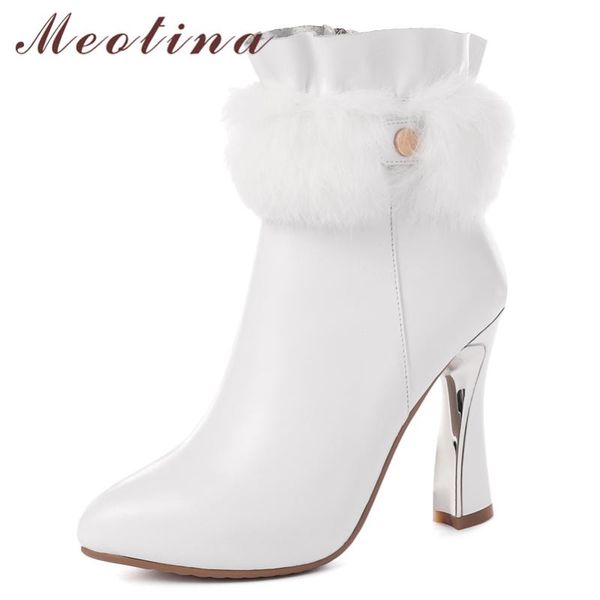 meotina winter ankle boots women natural genuine leather strange style high heel short boots fur zipper shoes lady autumn 34-39, Black
meotina winter ankle boots women natural genuine leather strange style high heel short boots fur zipper shoes lady autumn 34-39, Black