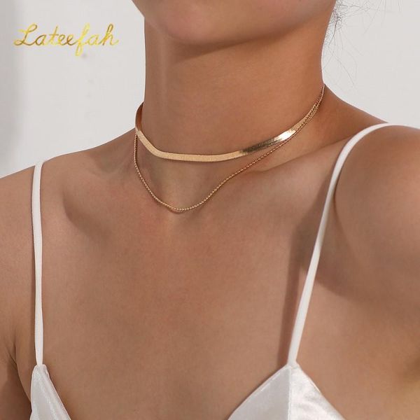 chokers hip hop simplity personality alloy choker necklace link chain for fashion women party gift accessories, Golden;silver