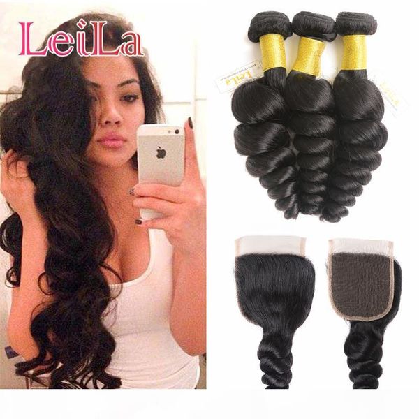 loose wave hair brazilian hair weave 3 bundles with lace closure hair extensions part lace closures, Black;brown
loose wave hair brazilian hair weave 3 bundles with lace closure hair extensions part lace closures, Black;brown