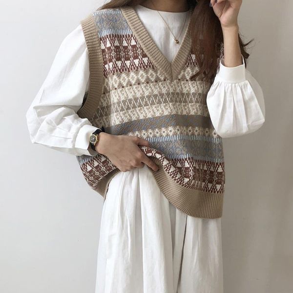 women's vests loose female casual oversized knitted vest vintage v-neck sweater women sleeveless pullover elasticity, Black;white
women's vests loose female casual oversized knitted vest vintage v-neck sweater women sleeveless pullover elasticity, Black;white