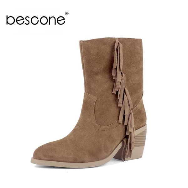 boots bescone winter warm mid-calf woman suede round toe tassel design ladies high square bc776, Black
boots bescone winter warm mid-calf woman suede round toe tassel design ladies high square bc776, Black