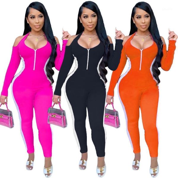 65tk6120 autumn winter women casual fashion home skinny halter patchwork solid zipper jumpsuit playsuit rompers plus size1, Black;white
65tk6120 autumn winter women casual fashion home skinny halter patchwork solid zipper jumpsuit playsuit rompers plus size1, Black;white