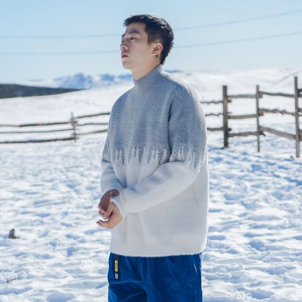 2021 new winter thickened semi-turtleneck male sweater high tide jumper kyg3, White;black
2021 new winter thickened semi-turtleneck male sweater high tide jumper kyg3, White;black