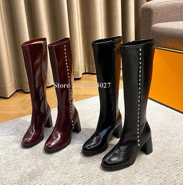 boots rivets woman knee high fashion black wine red chunky heel long lady knight party shoes dropship
boots rivets woman knee high fashion black wine red chunky heel long lady knight party shoes dropship