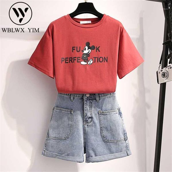 summer 2 piece set women cartoon print o-neck short sleeve tshirt and mini denim short two piece set female loose casual1, White
summer 2 piece set women cartoon print o-neck short sleeve tshirt and mini denim short two piece set female loose casual1, White