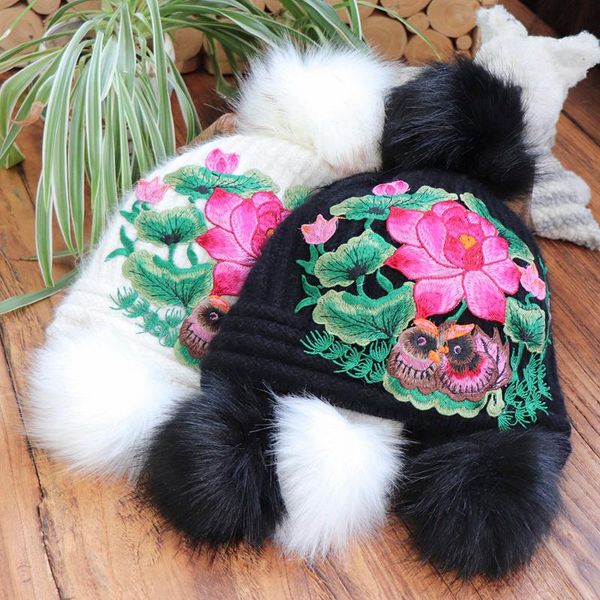 beanie/skull caps winter knitted beanies hats hand embroidery soft thick warm furry balls pompom fashion pretty flowers cap for women, Blue;gray
beanie/skull caps winter knitted beanies hats hand embroidery soft thick warm furry balls pompom fashion pretty flowers cap for women, Blue;gray