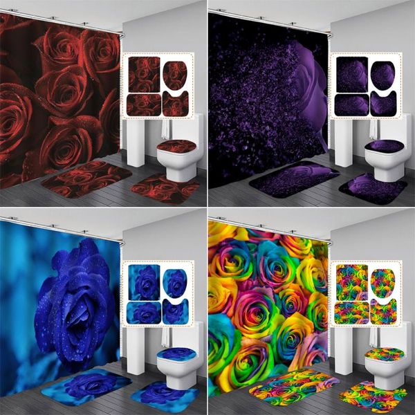 purple rose fabric shower curtain colorful flowers bathroom curtains sets with 12 hooks toilet cover mat non-slip bath rug set
purple rose fabric shower curtain colorful flowers bathroom curtains sets with 12 hooks toilet cover mat non-slip bath rug set