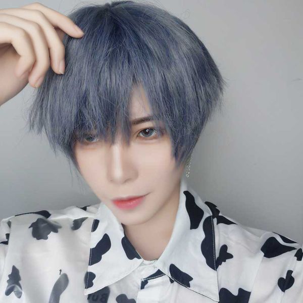 short wigs mixed blue bangs straight synthetic heat resistant men's hair for women cosplay anime halloween party, Black
short wigs mixed blue bangs straight synthetic heat resistant men's hair for women cosplay anime halloween party, Black