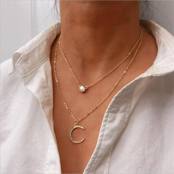 women necklace moon pendant multilayer necklace rhinestone chocker clavicle chain fine jewelry for women, Silver
women necklace moon pendant multilayer necklace rhinestone chocker clavicle chain fine jewelry for women, Silver
