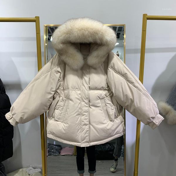 2020 large fur collar short down jacket female bat sleeve all-match slim jacket for new style for winter1, Black
2020 large fur collar short down jacket female bat sleeve all-match slim jacket for new style for winter1, Black