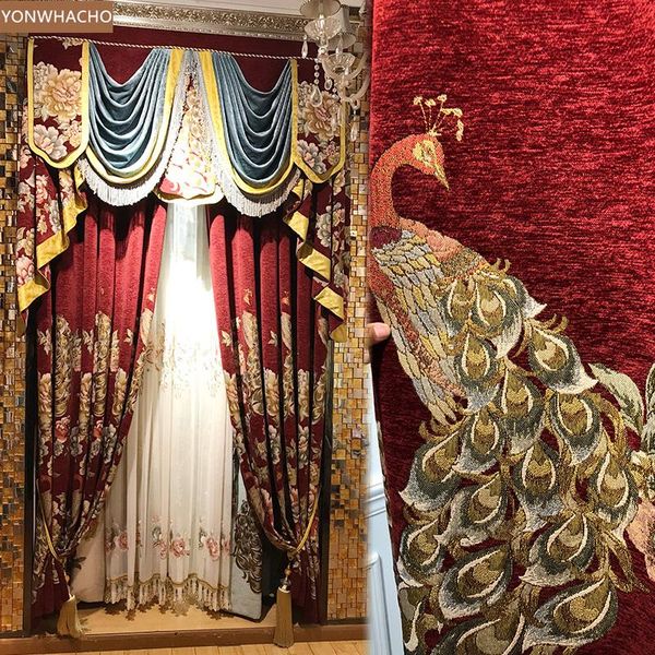 custom curtain luxury noble red peacock thick chenille jacquard wedding room cloth blackout curtain tulle valance drapes b600
custom curtain luxury noble red peacock thick chenille jacquard wedding room cloth blackout curtain tulle valance drapes b600