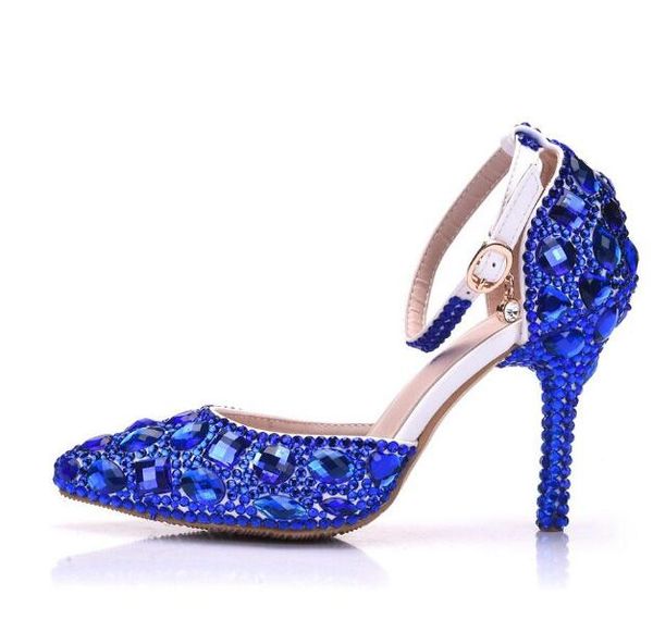 new fashionl elegent pointed toe shoes for women blue crystal high heel wedding shoes thick heels beautiful rhinestone plus size shoes, Black
new fashionl elegent pointed toe shoes for women blue crystal high heel wedding shoes thick heels beautiful rhinestone plus size shoes, Black