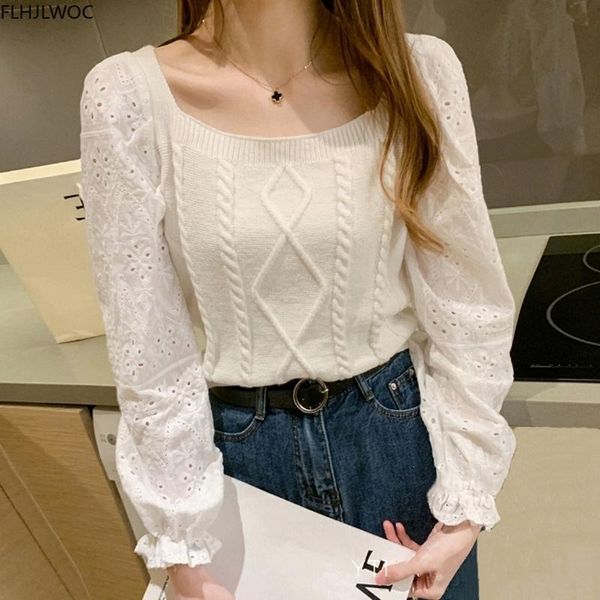 women spring autumn basic shirt square neck solid color hollow out long sleeve white knitting blouse o2807
women spring autumn basic shirt square neck solid color hollow out long sleeve white knitting blouse o2807