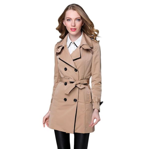 women's trench coats jyconline 2021 autumn women double breasted long coat khaki with belt classic casual office lady business outwear, Tan;black
women's trench coats jyconline 2021 autumn women double breasted long coat khaki with belt classic casual office lady business outwear, Tan;black