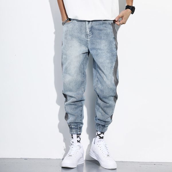 2021 new fashion streetwear stripe spliced designer light blue denim pants homme trousers hip hop joggers men tp69
2021 new fashion streetwear stripe spliced designer light blue denim pants homme trousers hip hop joggers men tp69