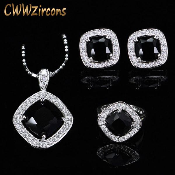 cwwzircons мода черный cz кристалл ювелирные изделия для женщин квадрат кубическое циркона ожерелье серьги кольца наборы матери дня подарок, Silver
cwwzircons мода черный cz кристалл ювелирные изделия для женщин квадрат кубическое циркона ожерелье серьги кольца наборы матери дня подарок, Silver