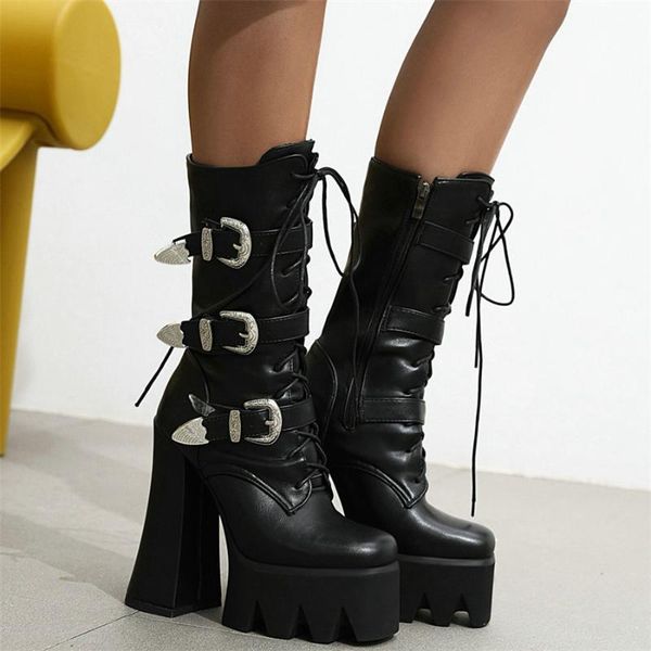 boots high winter warm shoes women lace up round toe heel motorcycle female chunky platform pumps casual, Black
boots high winter warm shoes women lace up round toe heel motorcycle female chunky platform pumps casual, Black
