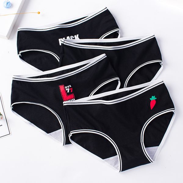 black letter cat series underwear sports pure mid-waist ladies with cotton women's panties, Black;pink
black letter cat series underwear sports pure mid-waist ladies with cotton women's panties, Black;pink
