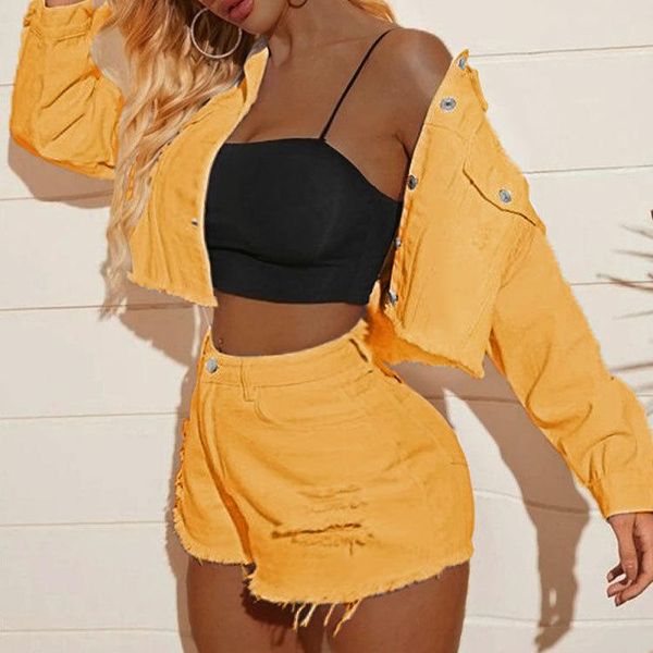white drop shoulder long sleeve frayed hem ripped crop denim jacket women high street single breasted solid short jackets, Black;brown
white drop shoulder long sleeve frayed hem ripped crop denim jacket women high street single breasted solid short jackets, Black;brown