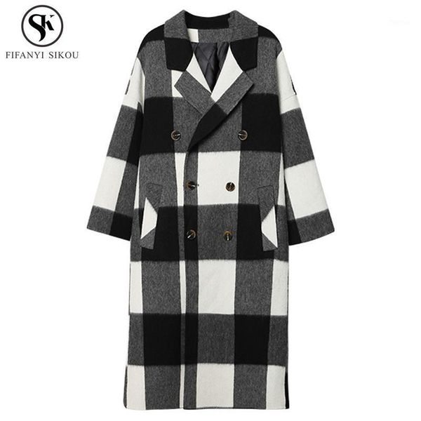 autumn winter new retro plaid wool coat women fashion casual double breasted long woolen coat female overcoat lp1401, Black
autumn winter new retro plaid wool coat women fashion casual double breasted long woolen coat female overcoat lp1401, Black