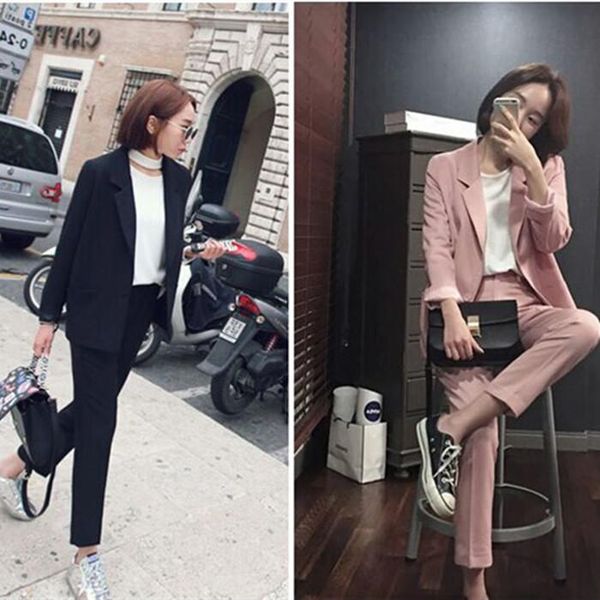 women's suits & blazers fashion black suit female korean simple thin buckle small jacket nine pants two sets of tide, White;black
women's suits & blazers fashion black suit female korean simple thin buckle small jacket nine pants two sets of tide, White;black