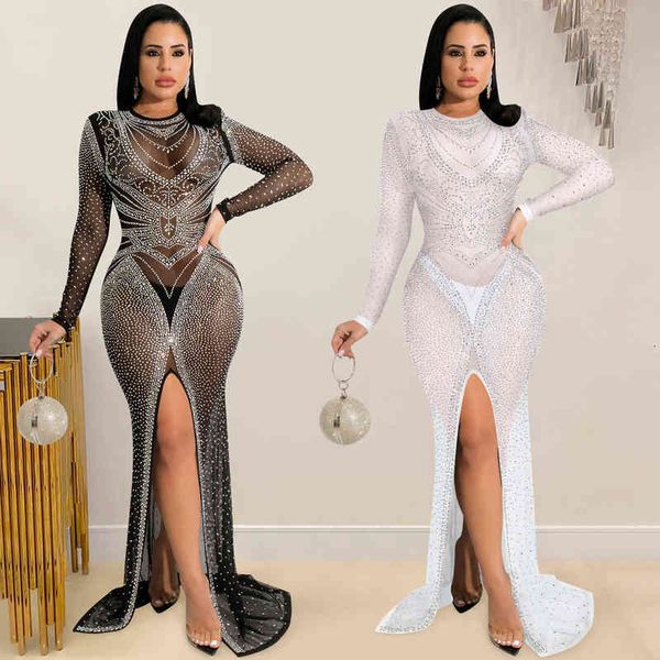 casual dresses x5595 fashion nightclub drill women's mh perspective long sleeve split dresses, Black;gray
casual dresses x5595 fashion nightclub drill women's mh perspective long sleeve split dresses, Black;gray