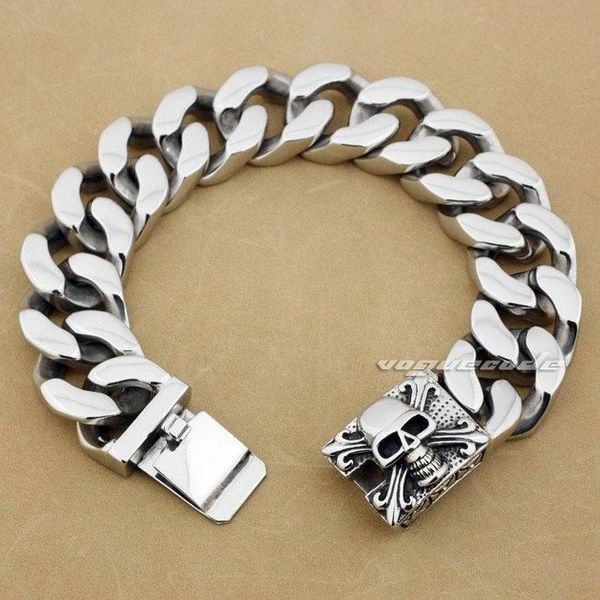 link, chain huge and heavy punk rocker fashion bracelet solid 316l stainless steel cool men's biker domineering skull 5q013, Black
link, chain huge and heavy punk rocker fashion bracelet solid 316l stainless steel cool men's biker domineering skull 5q013, Black