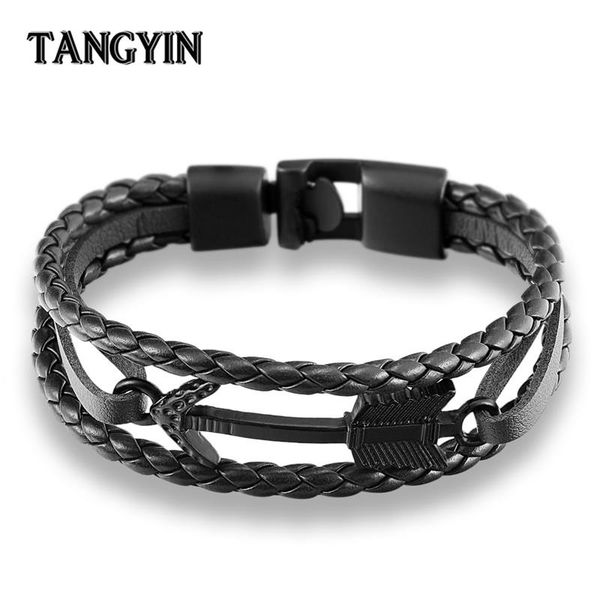 charm bracelets tangyin 2021 fashion multilayer arrow bracelet men jewelry punk rock braided genuine leather women bangles, Golden;silver
charm bracelets tangyin 2021 fashion multilayer arrow bracelet men jewelry punk rock braided genuine leather women bangles, Golden;silver