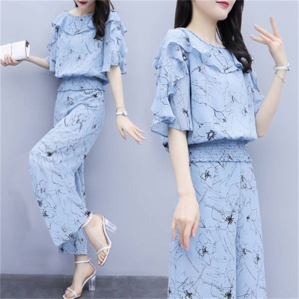 floral female imprint two summer outfits fitted elastic waistband wide leg piece assembly and women's pants 95qg, White
floral female imprint two summer outfits fitted elastic waistband wide leg piece assembly and women's pants 95qg, White