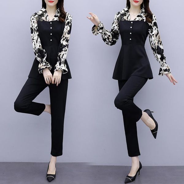 korean style 2 piece sets womens outfits floral two piece set and pants office lady survetement femme matching sets, Gray
korean style 2 piece sets womens outfits floral two piece set and pants office lady survetement femme matching sets, Gray