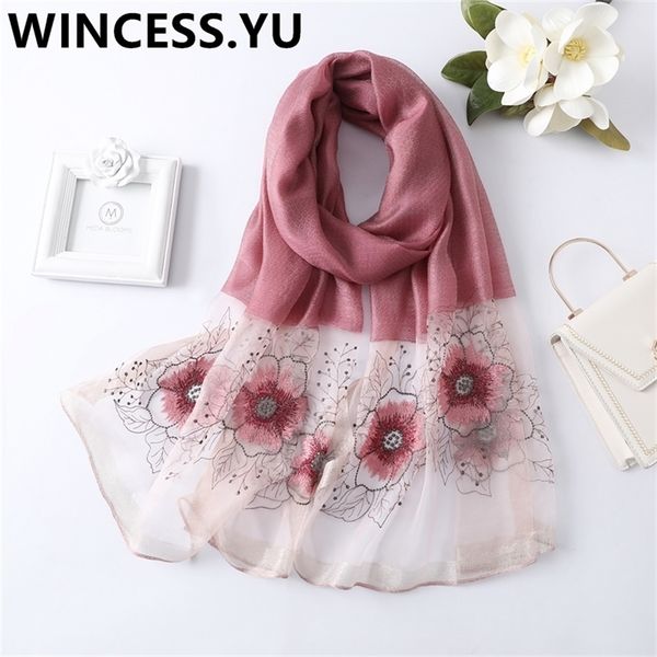 spring autumn ladies silk embroider shawl and wraps long flower scarf for women pashmina scarves y201007, Blue;gray
spring autumn ladies silk embroider shawl and wraps long flower scarf for women pashmina scarves y201007, Blue;gray