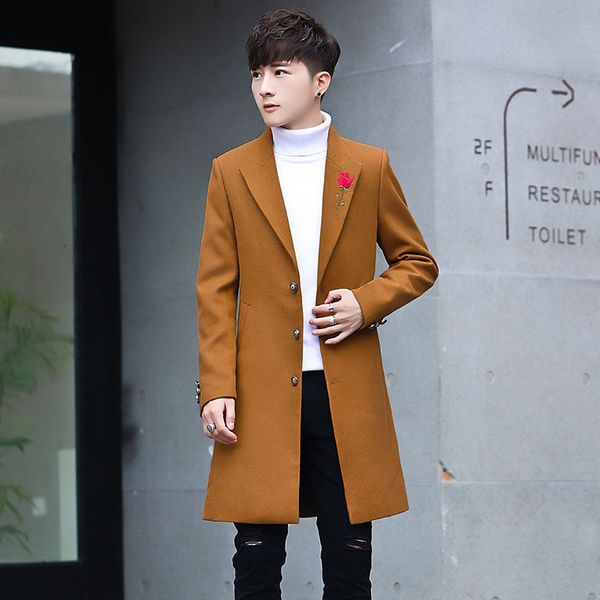 autumn and winter new tweed casual slim fashion men's wool medium length windbreaker male student coat, Tan;black
autumn and winter new tweed casual slim fashion men's wool medium length windbreaker male student coat, Tan;black