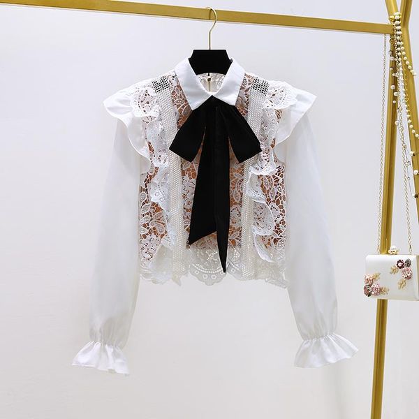 2021 autumn women sweet hollow out ladies white long sleeve ruffled blouses lace bow patchwork short shirt
2021 autumn women sweet hollow out ladies white long sleeve ruffled blouses lace bow patchwork short shirt
