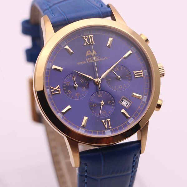 aehibo quartz battery roman number markers gold steel case mens watch watches 43mm blue dial chronograph hardlex wristwatches blue strap, Slivery;brown
aehibo quartz battery roman number markers gold steel case mens watch watches 43mm blue dial chronograph hardlex wristwatches blue strap, Slivery;brown