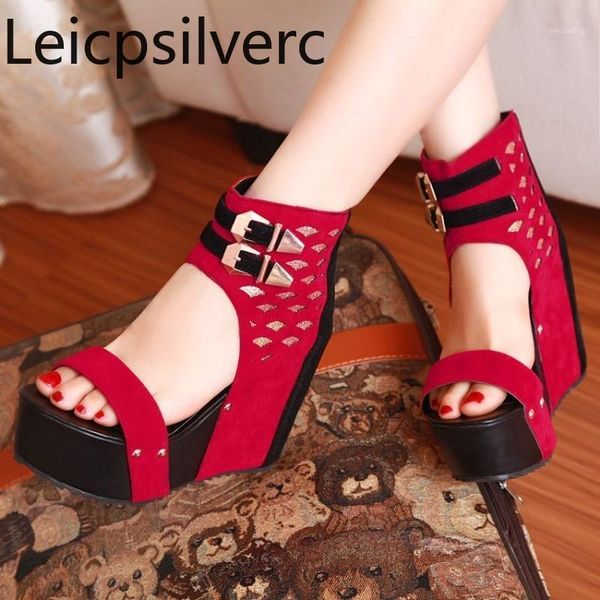 dress shoes women's sandals summer style flock metal decoration open toe zipper mixed colors wedge high heel 34-391, Black
dress shoes women's sandals summer style flock metal decoration open toe zipper mixed colors wedge high heel 34-391, Black